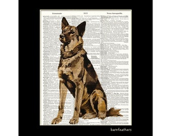 German Shepherd Dog Art Print - Dictionary Art Print - Dog Art - Book Page Art - Dog Art Print No. P676