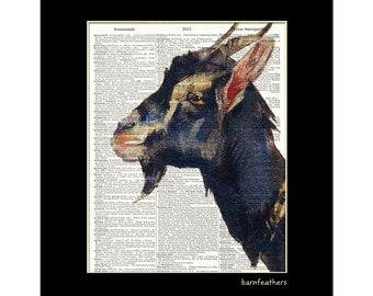 Billy Goat Art Print - Dictionary Art Print - Animal Art Print - Goat Print - Wall Art - Book Page Art No. P762