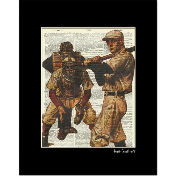 Baseball Batter Dictionary Art Print Book Page Art Print Etsy