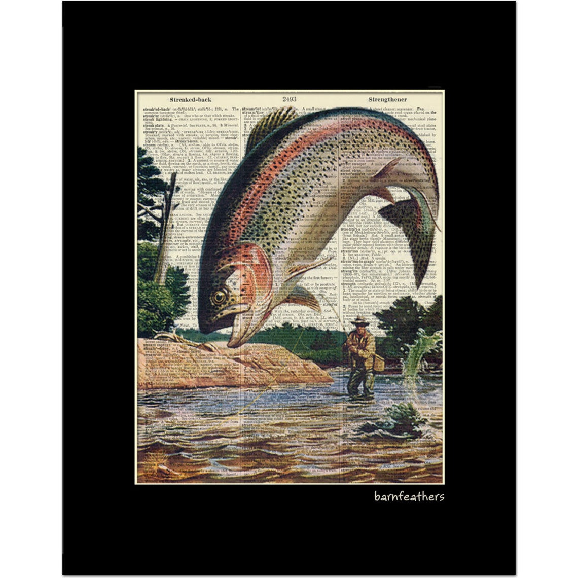Vintage Dictionary Art Print Fisherman Fly Fishing Etsy