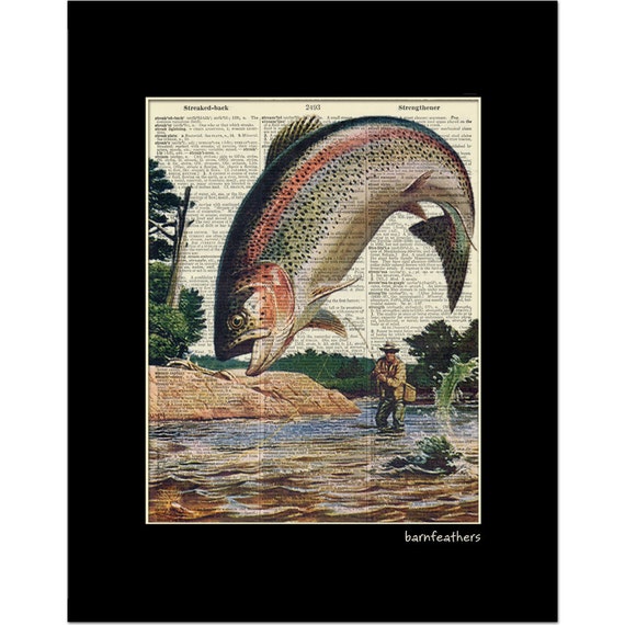Vintage Dictionary Art Print Fisherman Fly Fishing Etsy