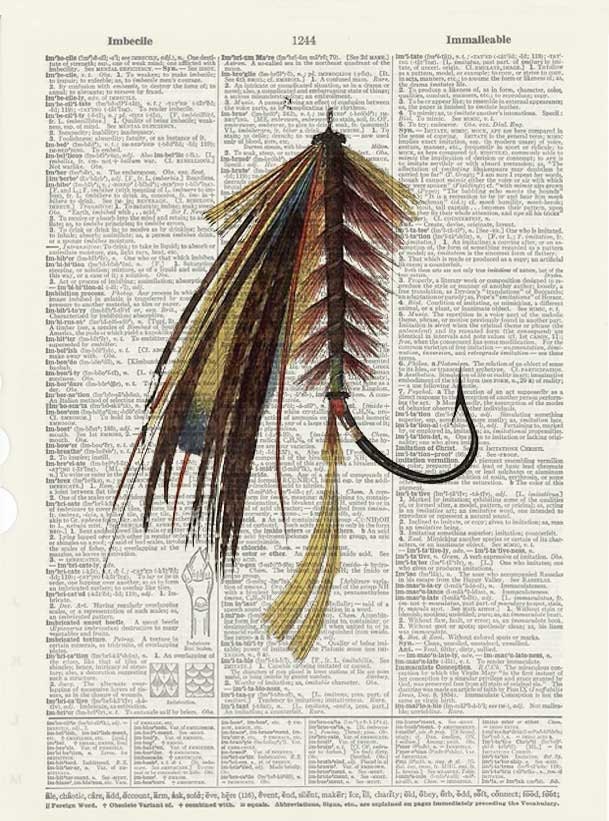 Hand Tied Fishing Fly Dictionary Art Print Book Page Art - Etsy