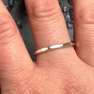 Handcrafted Sterling Silver Stacking Ring: Faceted Solid Band