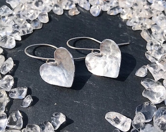 Love heart earrings ~sterling silver earrings  ~ heart earrings ~ Valentine's Gift ~ dangle earrings ~ classic design ~ love hearts