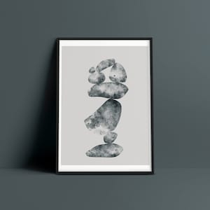 Equilibrio y armonía. Impresión de equilibrio de roca. Cartel de apilamiento de piedra. Arte de la pared de la meditación zen. Decoración de la pared boho. Obras de arte originales, impresión digital