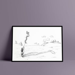 Adiós querido amigo. Arte de pared animal para niños y adultos. Ilustración en blanco y negro.
