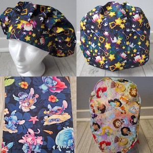 Bouffant Scrub Hat Cap, Moogle, Princesses, Sailor Moon; Handmade, Cotton, Surgical Cap, Doctor, Nurse, Healthcare Worker