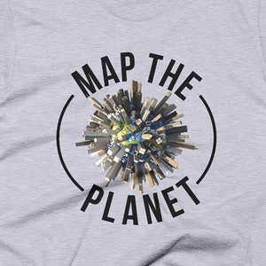Map The Planet - Heather Gray Tshirt FREE SHIPPING