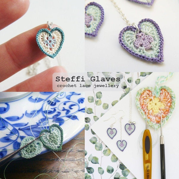 Granny square heart crochet pattern, heart crochet jewellery tutorial, valentines gift, crochet PDF pattern digital download