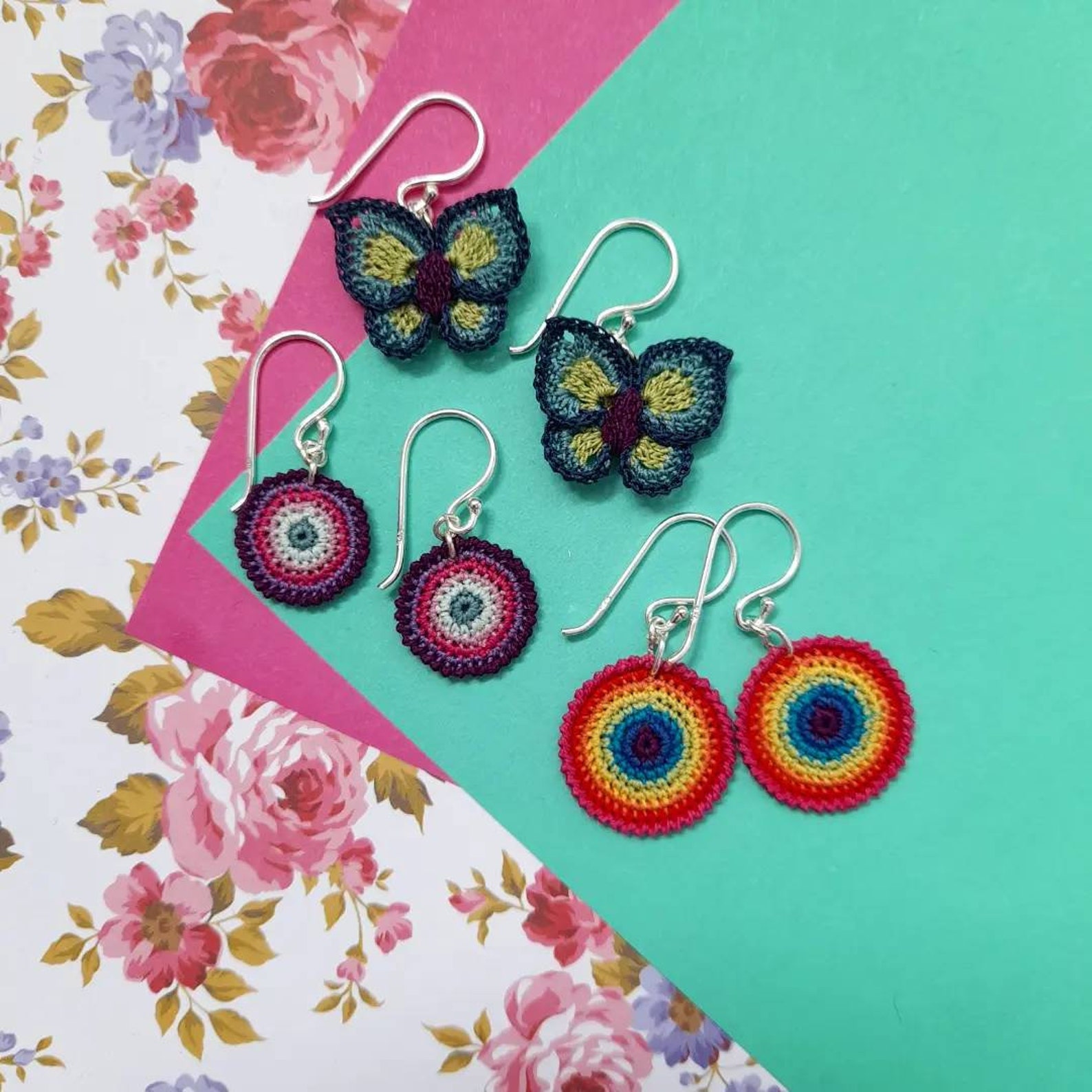 Crochet Butterfly Earrings Micro Crochet Butterflies Cotton Etsy