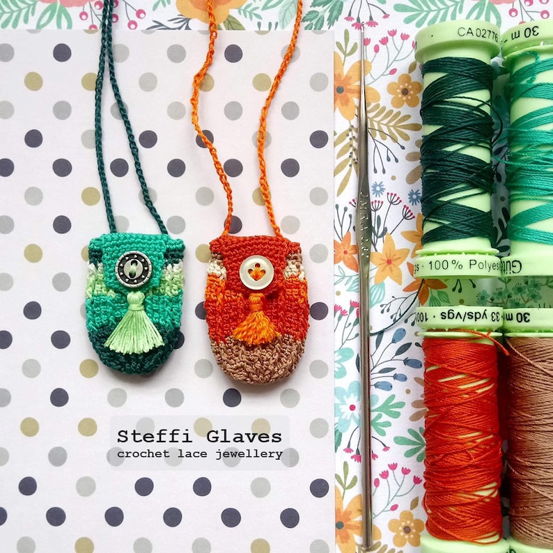 PDF download tiny crochet handbag boho festival necklace easy crochet bag tutorial Crochet bag pendant pattern crochet keepsake DIY