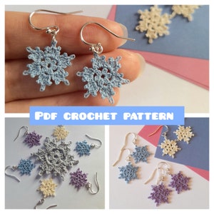 Snowflake crochet pattern, snowflake earring crochet pattern, snowflake Christmas decoration, snowflake tutorial, PDF digital download