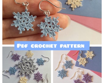 Snowflake crochet pattern, snowflake earring crochet pattern, snowflake Christmas decoration, snowflake tutorial, PDF digital download