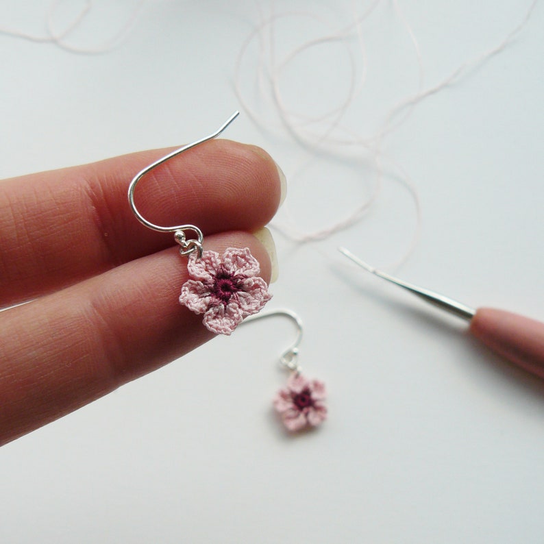 Cherry Blossom Drop Earrings Cherry Blossom Crochet Earrings Etsy