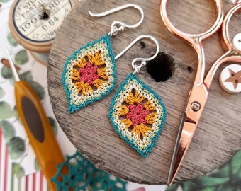 Crochet Leaf Earrings: Sterling Silver Lace Jewelry, Autumn Wedding, Micro Crochet