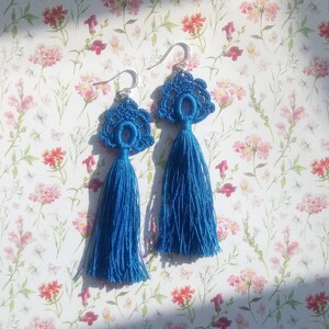 Crochet pattern tassel earrings, dip dye tassel earrings tutorial, crochet PDF pattern digital download. image 9