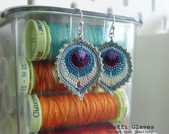 Crochet Peacock Feather Earring Pattern: Micro Crochet Tutorial (Digital Download)