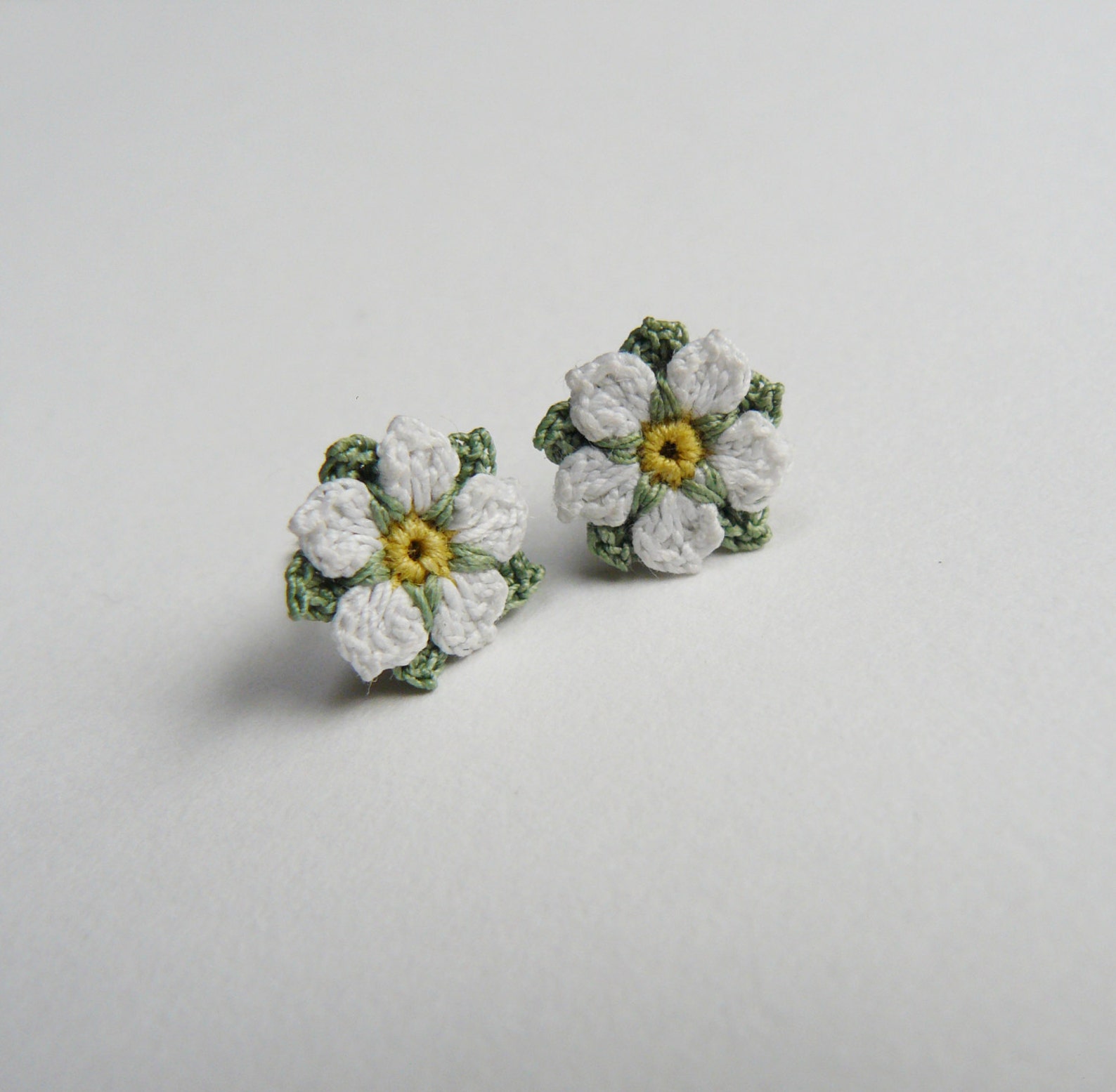 Yorkshire Rose Crochet Lace Ear Studs Crochet Cotton Flower Etsy UK