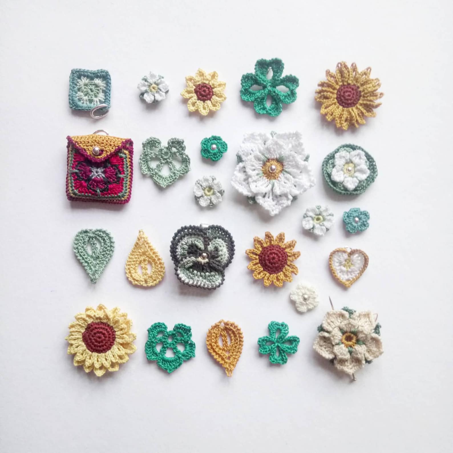 Sunflower Crochet Earrings Microcrochet Flower Earrings Tiny Etsy