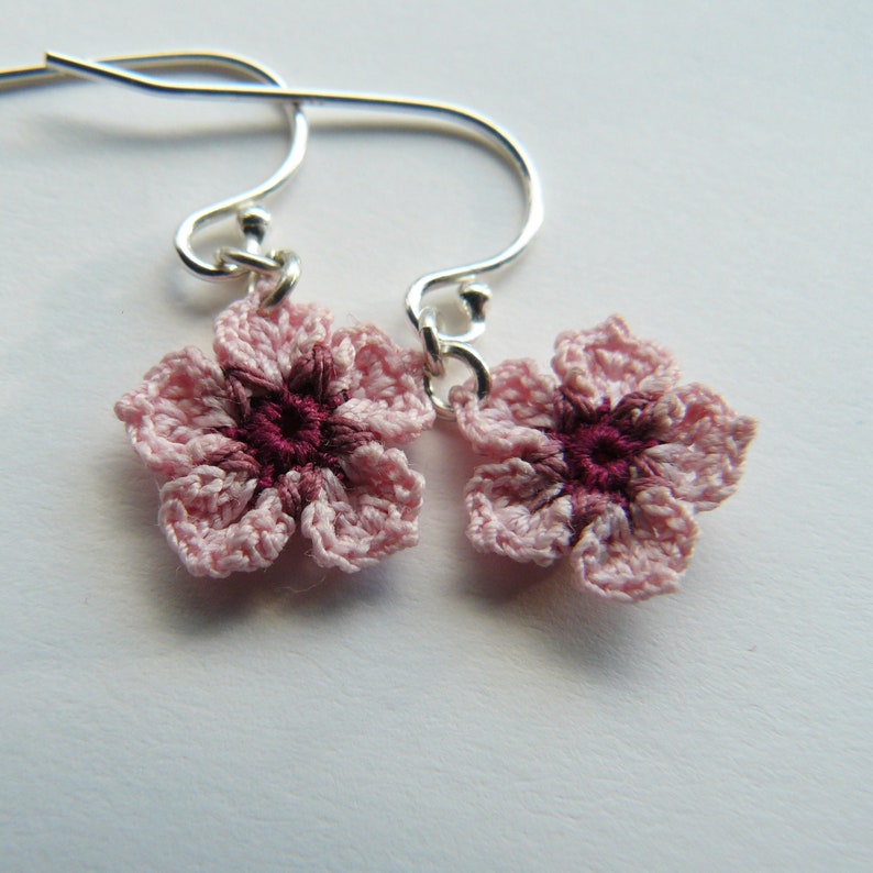 Cherry Blossom Drop Earrings Cherry Blossom Crochet Earrings Etsy