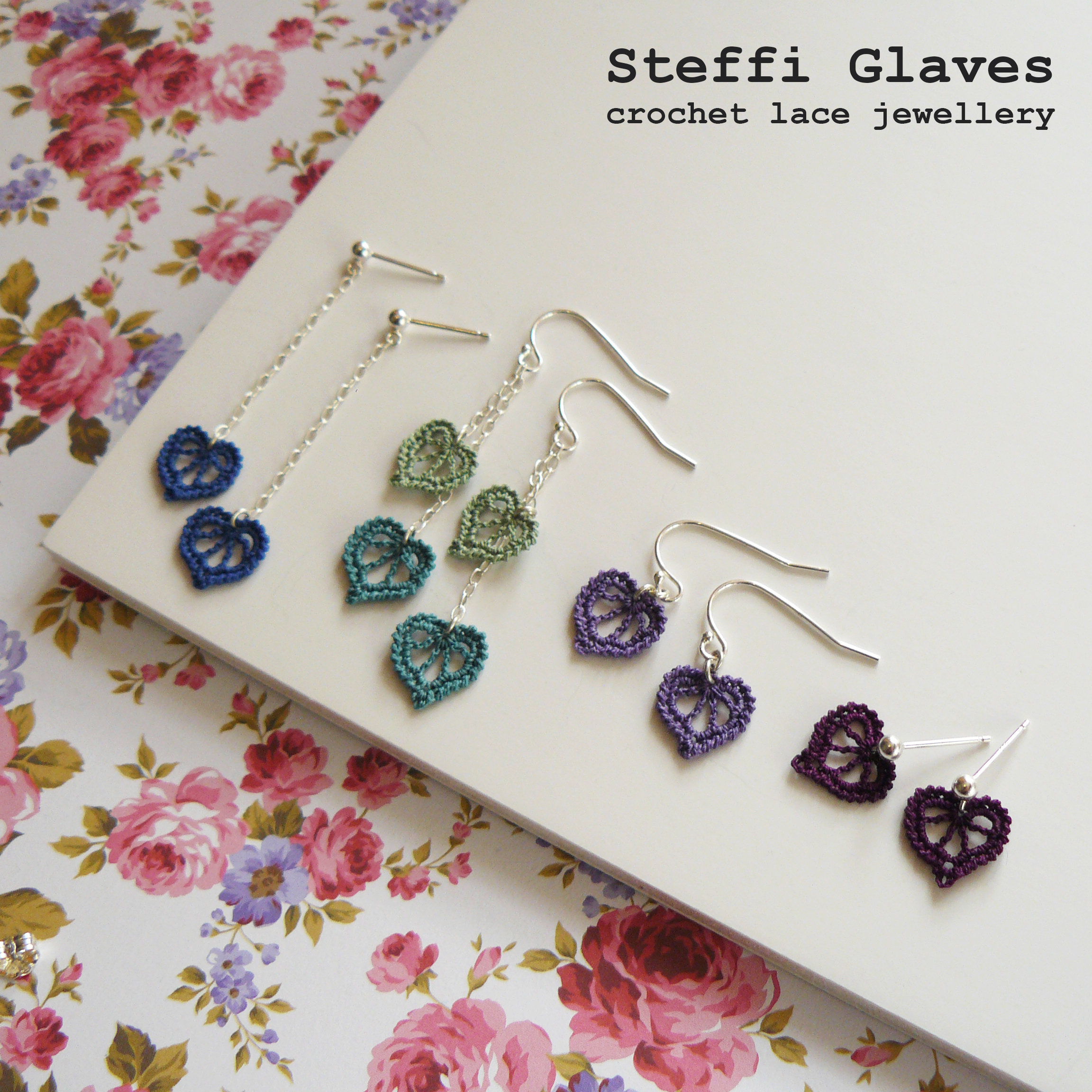 A13 歪みハートパステルフラワーイヤリング 1131＊2way ホワイト