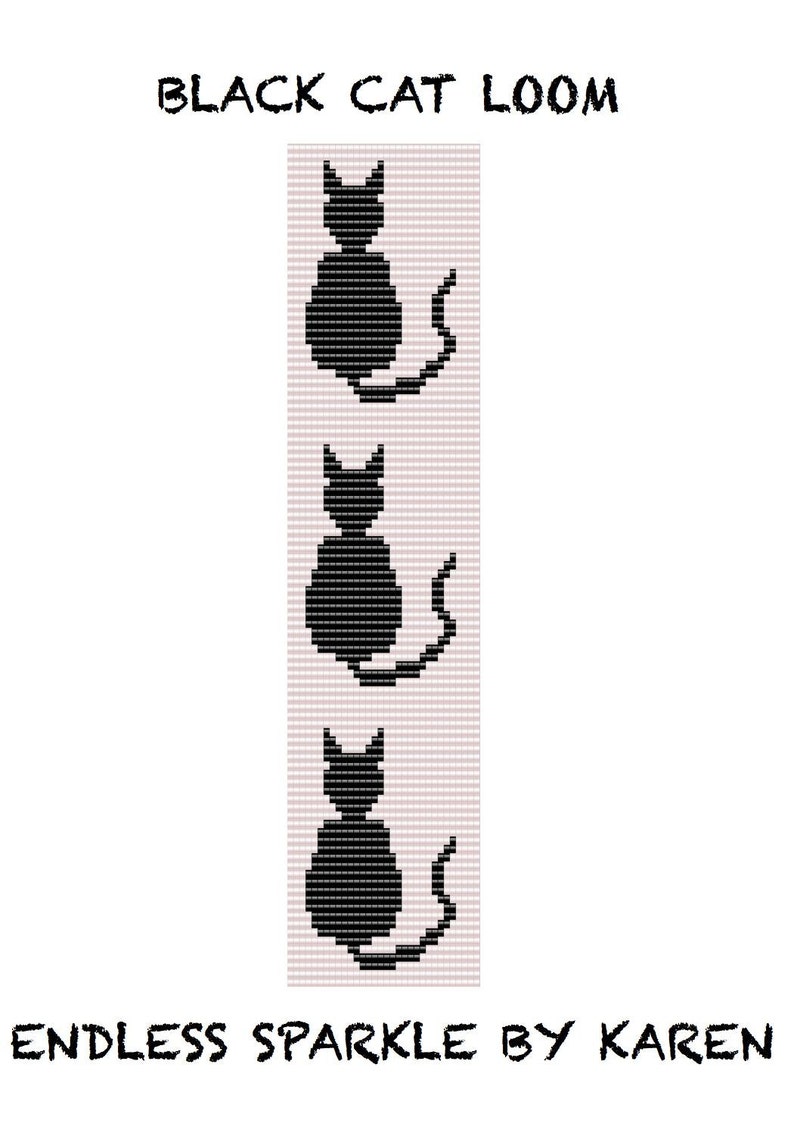 Black Cat Loom Bracelet Cuff Pattern image 1