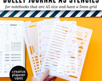 A5 Bullet Journal Stencils | 5mm Grid Notebooks