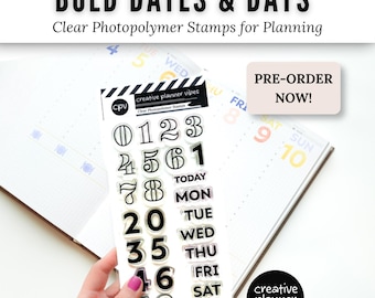 Bold Dates & Days Clear Photopolymer Stamps for Planning | 4" x 8"