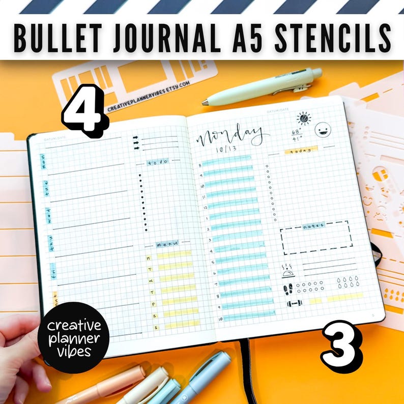 A5 Bullet Journal Stencils | 5mm Grid Notebooks - Etsy