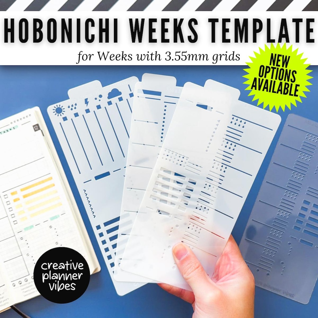 Hobonichi Weeks Template Stencils for 3.55 Grid | 10 Mil | Flexible | Translucent Mylar | Templates for Planning | Planner Stencil - Etsy Greece