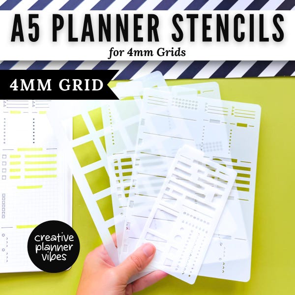 A5 Planner Stencils | 4mm Grid