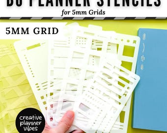 B6 Size | 5mm Grid Full Page Templates & Stencils for Planners, Notebooks, Bullet Journals