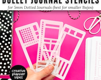 Small Bullet Journal Stencils for any 5mm Grid, Graph or Bullet Layout