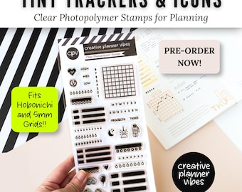 Tiny Trackers & Icons | Clear Photopolymer Stamps for Planning | 4" x 8"
