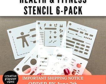Gesundheit & Fitness Tracking Schablonen | 6er Pack | Wellness Tracker und Messtagebuch