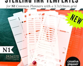 Sterling Ink N1 Planner Full Page Templates for 3.7x3.9mm Grid
