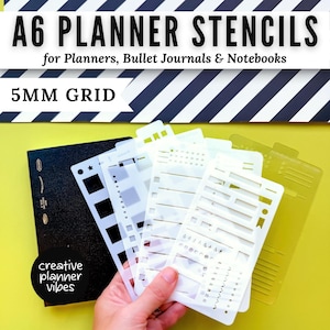 A6-storlek | 5 mm rutnät helsidesmallar och schabloner för planerare, anteckningsböcker och bulletjournaler