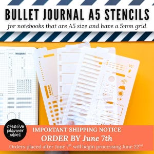 Stencil per Bullet Journal A5 / Quaderni con griglia da 5 mm
