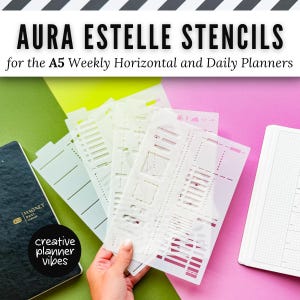 Aura Estelle A5 Weekly Horizontal and A5 Daily Planner Full Page Template Stencils