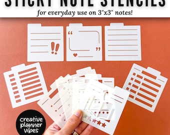 Sticky Note Stencils 3" x 3" | Set of 9 | Post-it Note Templates