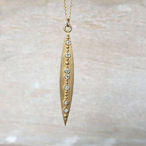 Spike necklace-long spike pendant-18k gold spike necklace-bar pendant-long bar pendant-moissanite spike necklace- diamond pendant