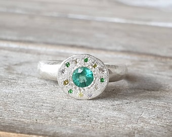 Emerald ring-diamond ring-solitaire ring-silver ring-multiple stone ring-stackable ring