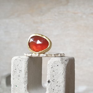 Garnet rose cut ring garnet ring 18k gold ring mixed metal ring-statement ring-free form ring unique ring-handmade ring image 1