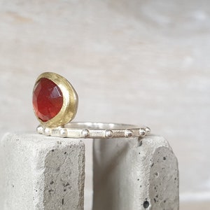 Garnet rose cut ring garnet ring 18k gold ring mixed metal ring-statement ring-free form ring unique ring-handmade ring image 8