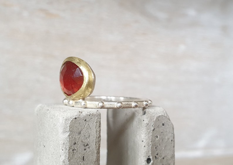 Garnet rose cut ring garnet ring 18k gold ring mixed metal ring-statement ring-free form ring unique ring-handmade ring image 8