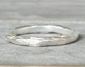 Alliance en argent organique-alliance-bague en argent brut-alliance en argent uni-bague en argent unisexe