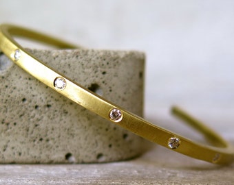 Diamond cuff bracelet-white diamond bracelet- gold cuff bracelet with diamonds-statement bracelet- gold cuff bracelet