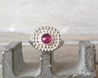 ruby ring- signet ruby ring-silver ruby ring- dot ring- statement ring- cocktail ring- red ring- special ring-unique ring