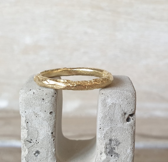 Organic gold band-wedding ring- gold ring-gold ring-plain gold band-unisex gold ring-recycled gold band-branch band-branch ring