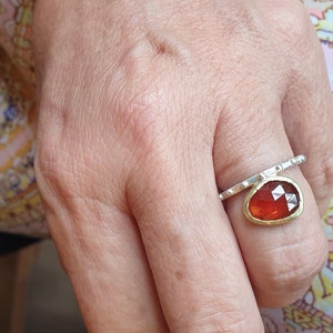 Garnet rose cut ring garnet ring 18k gold ring mixed metal ring-statement ring-free form ring unique ring-handmade ring image 5